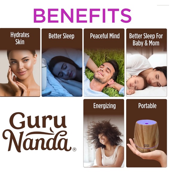 Guru Nanda Woodsy Ultrasonic Diffuser/Cool Mist Humidifier.  USB Cable, … - Picture 8 of 16